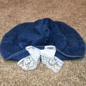 Baby Denim Blue Hat with White Bow